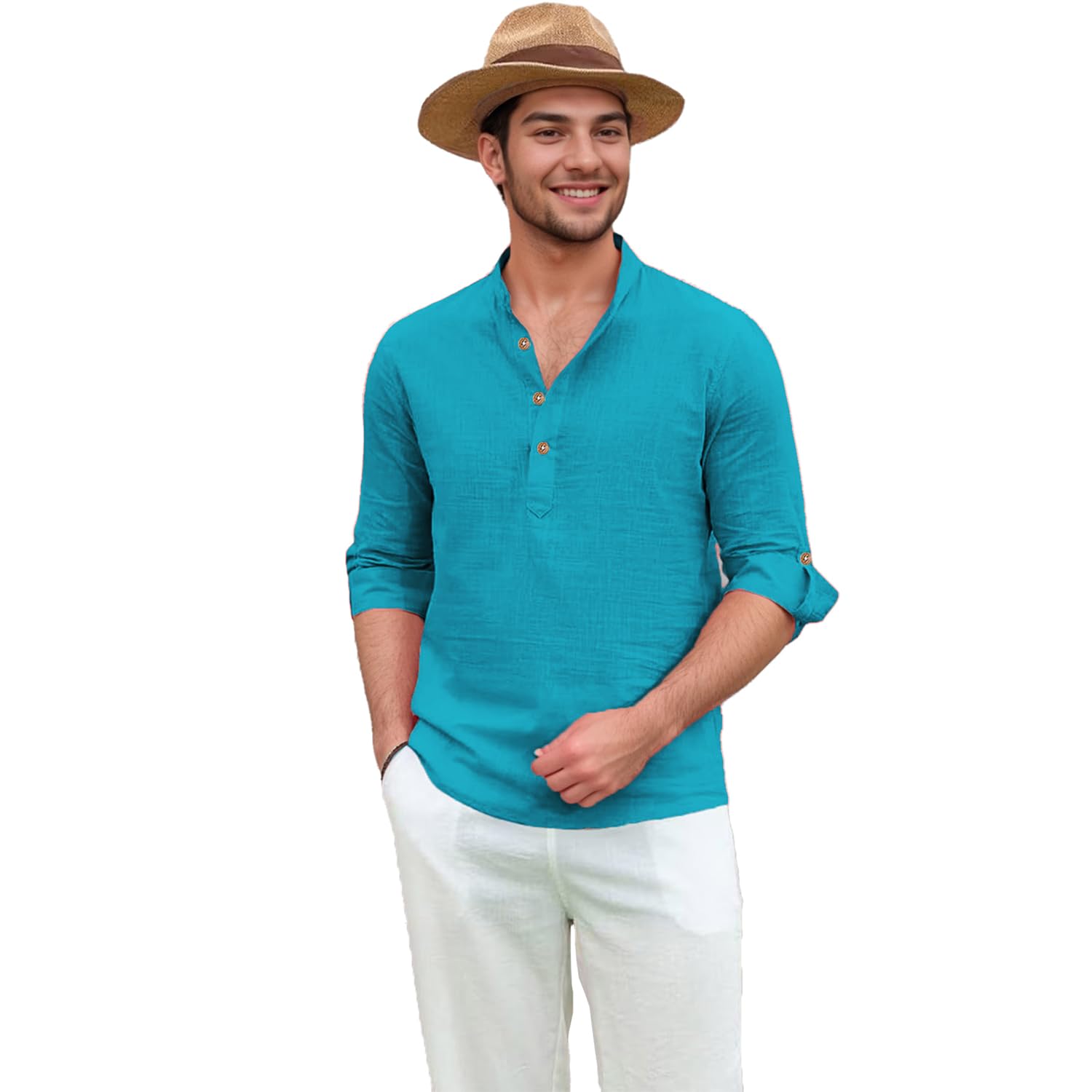 Vero Moda Slim Fit Short Kurta for Men and Boys.(KRT_BTN07, Navy Blue) in navy