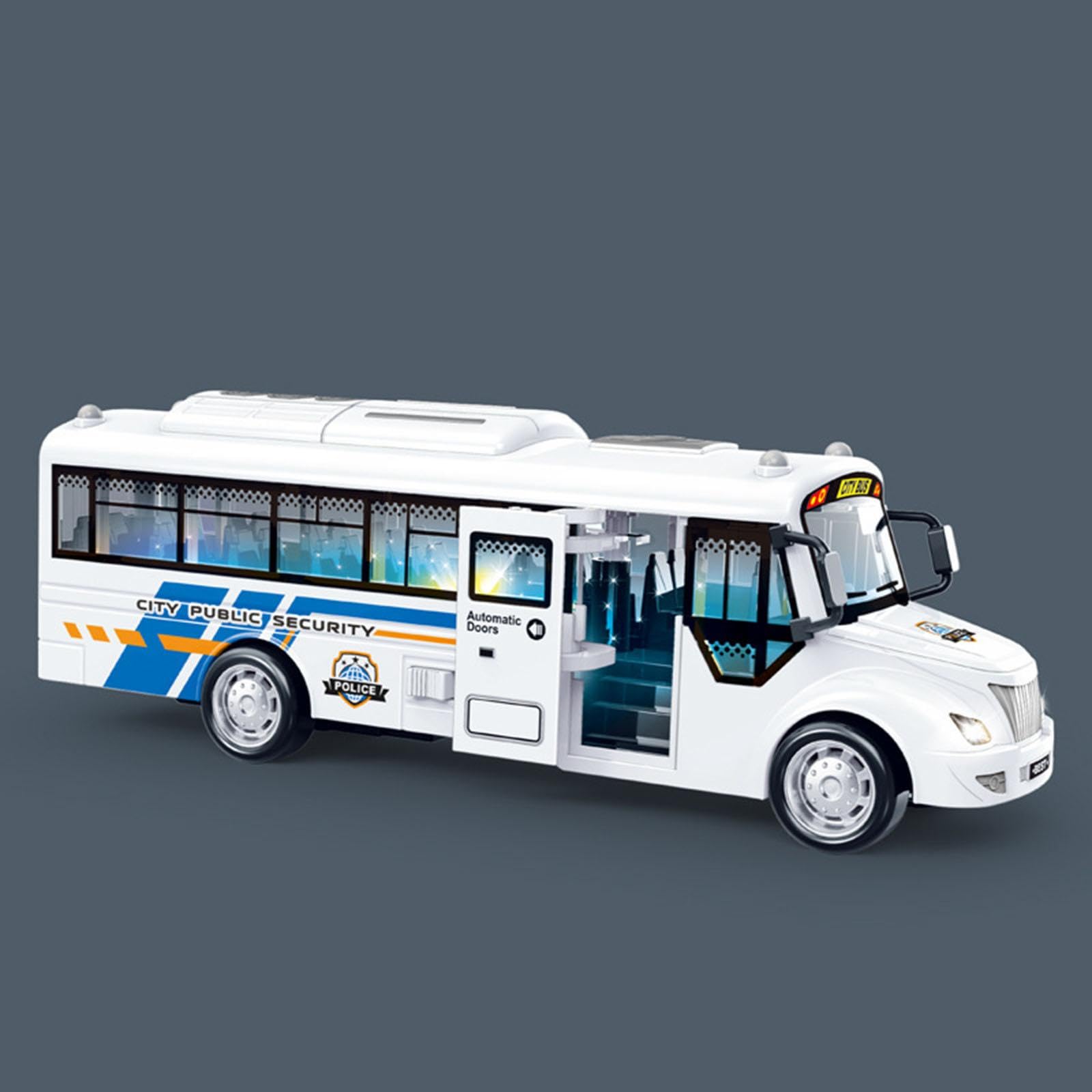 Bus Jouet Inertie Avec Sons Et Lumières – Véhicule École Réaliste – Portes Qui S’ouvrent – Pour Enfants Dès 3 Ans