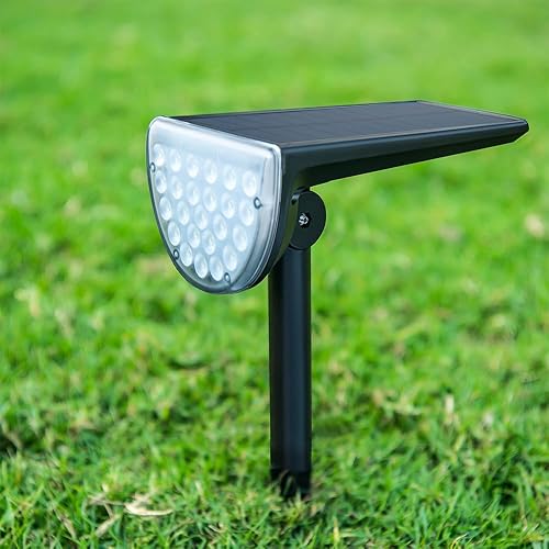 Miniatura 7 de Focos solares para paisaje, luces solares para exteriores con 24 LED, 6500 K, 600 lúmenes, impermeables, encendidoapagado automático, funciona con
