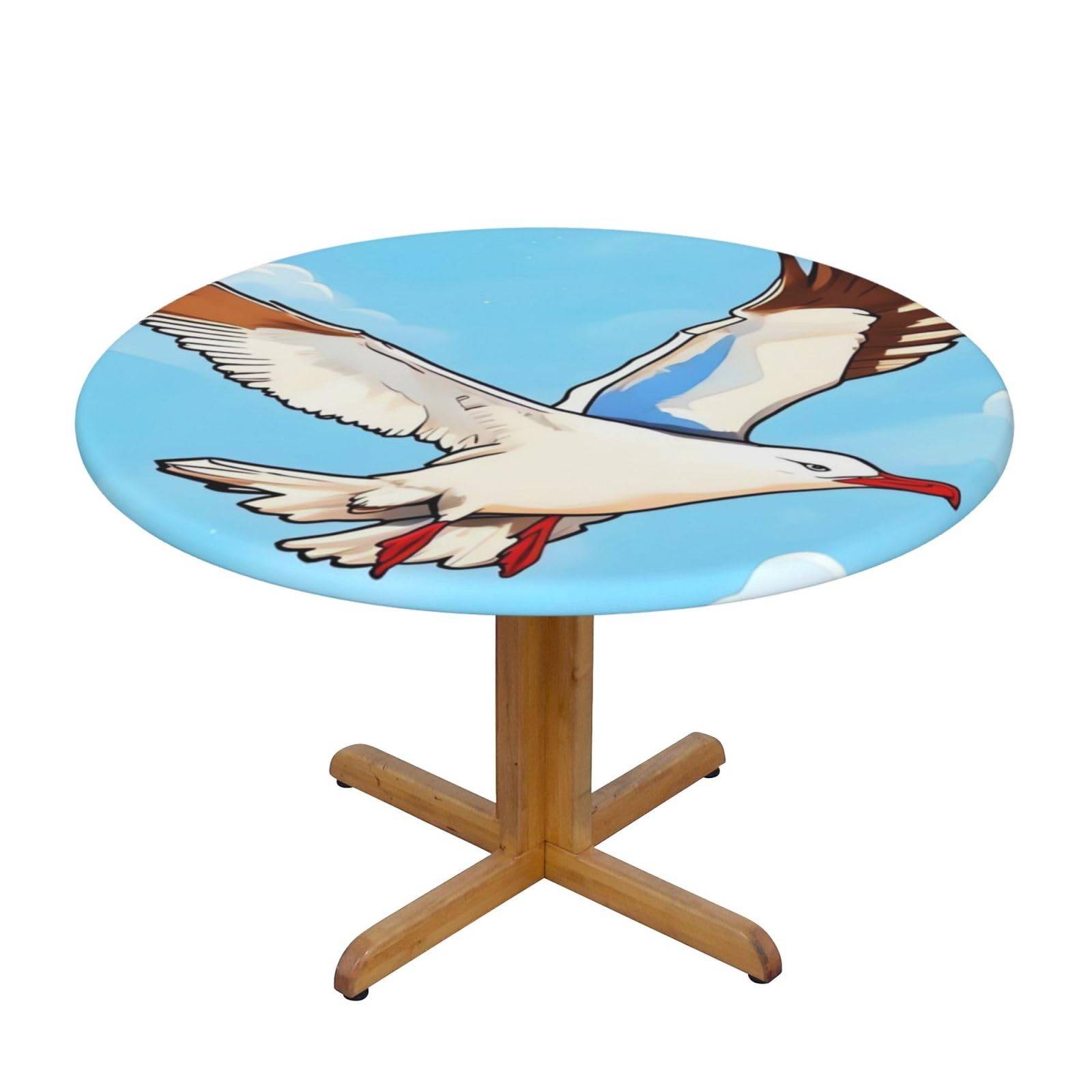 Nappe de table ronde imprimée mouettes volantes élastique pour table de jardin