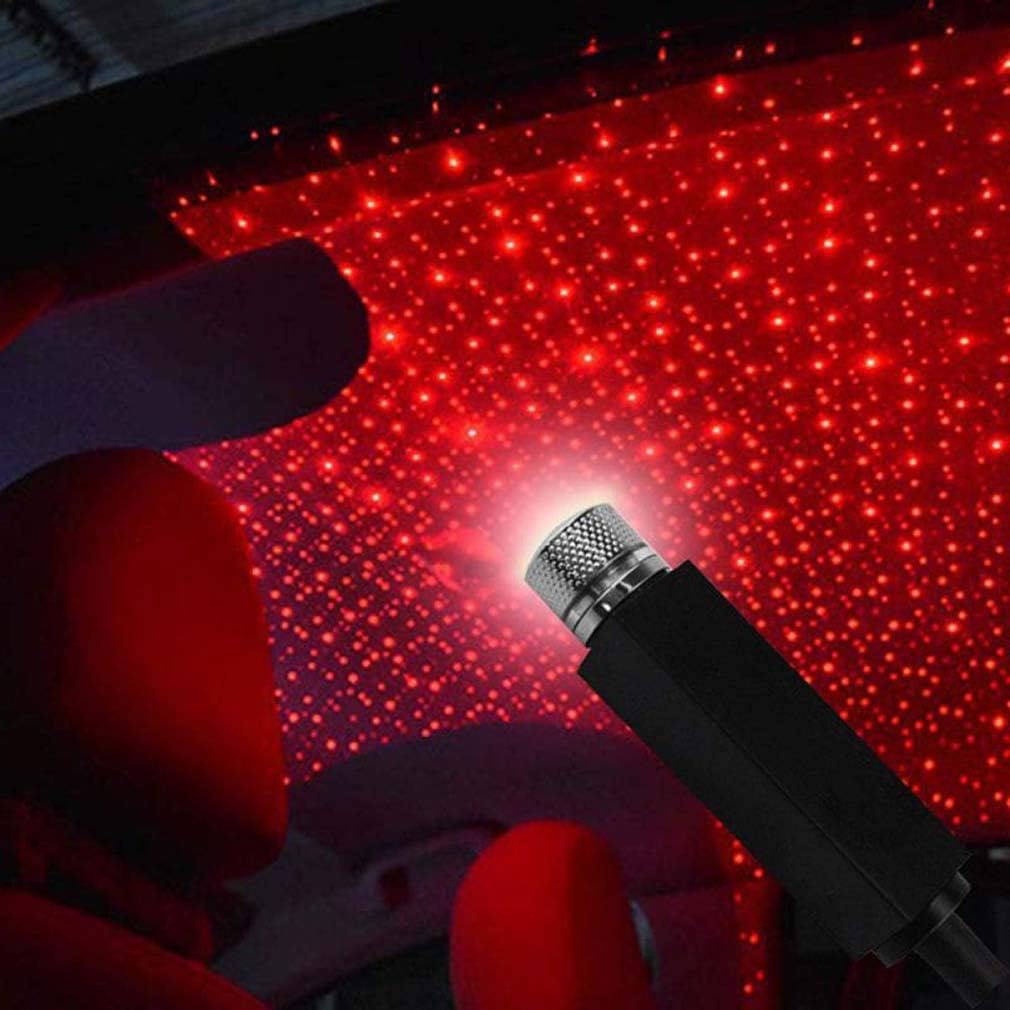 2PCS Sky LED Projector for Car, Star Sky Projector Car LED,LED Roof Atomphere Light Adjustable Multiple Modes USB Night Star Ceiling Lights,Star Light Car Star Lights Projector (Red)