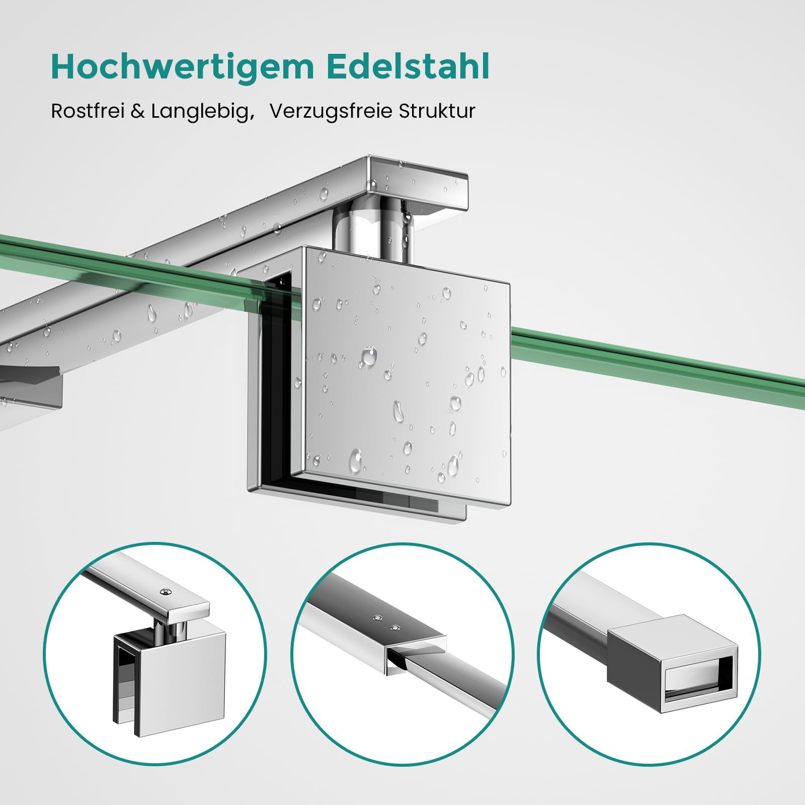 EMKE Stabilisierungsstange Dusche Verstellbar 70-120 cm, 360° Drehbar Duschwand Stabilisator, Haltestange Duschabtrennung für 8-10mm Glasstärke