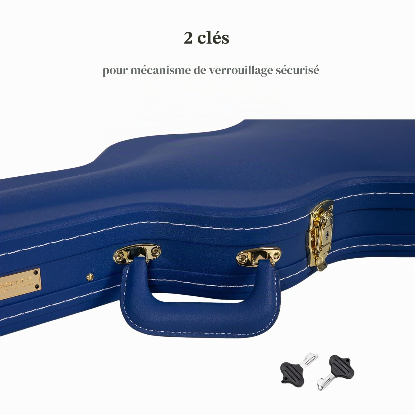 Crossrock Designer Series CRW520SGVB Mallette en Bois pour Guitare électrique Gibson SG avec verrou de sécurité, Pieds en métal, Espace de Rangement Bleu Vif, Bleu Vif, SG, SG