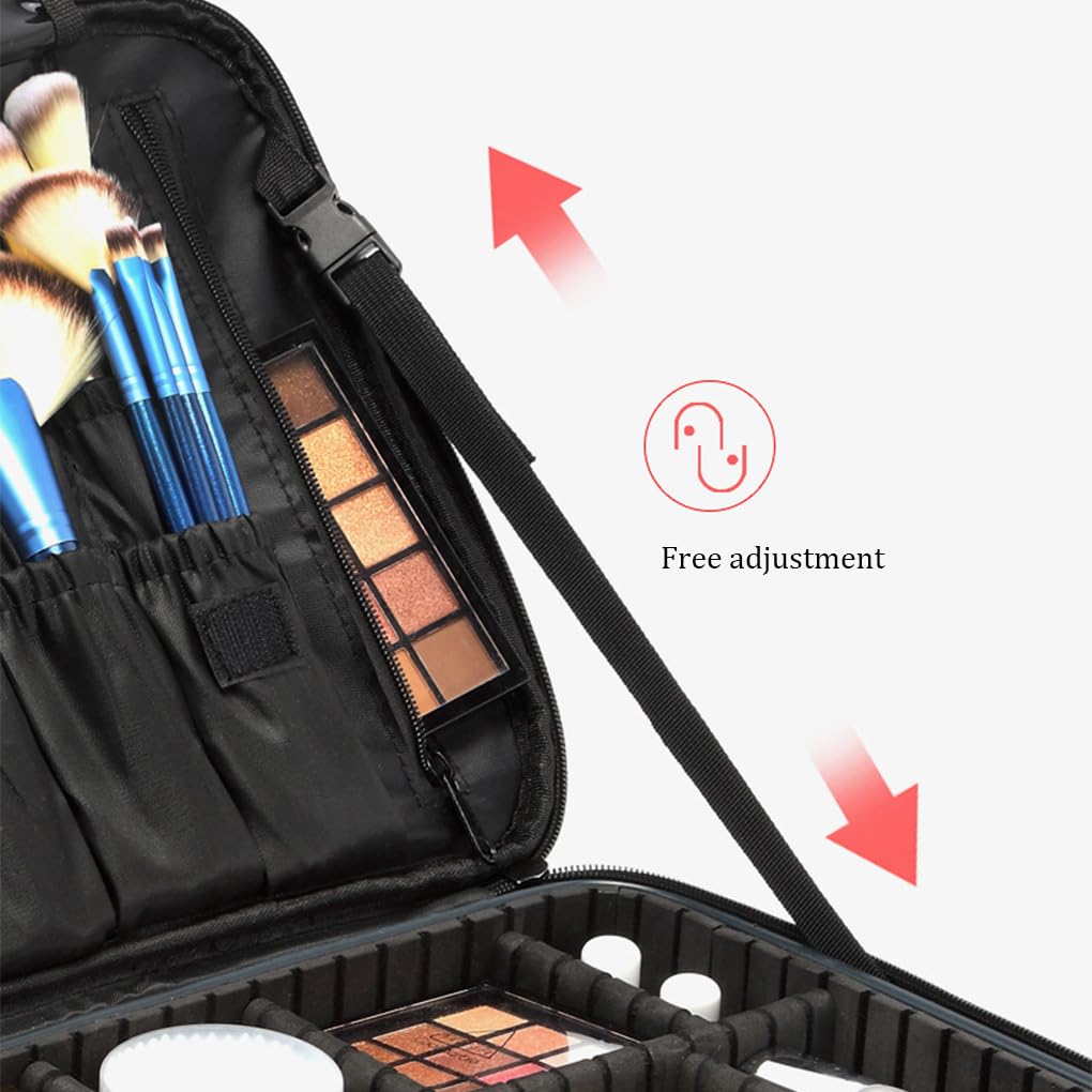 Custodia per trucco Scatola portaoggetti Porta cosmetici Resistenza all'usura Spazzole di grande capacità Scomparti organizer Astucci per gioielli, M