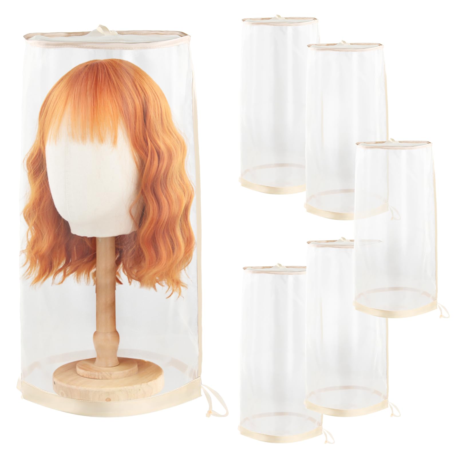 AIHOPESTO 5PCS Wig Storage Bags for Multiple Wigs Covers to Keep Wig Fresh, Holder Stand Dust Cover with Drawstring, Hair Salon Accessories Supplies &