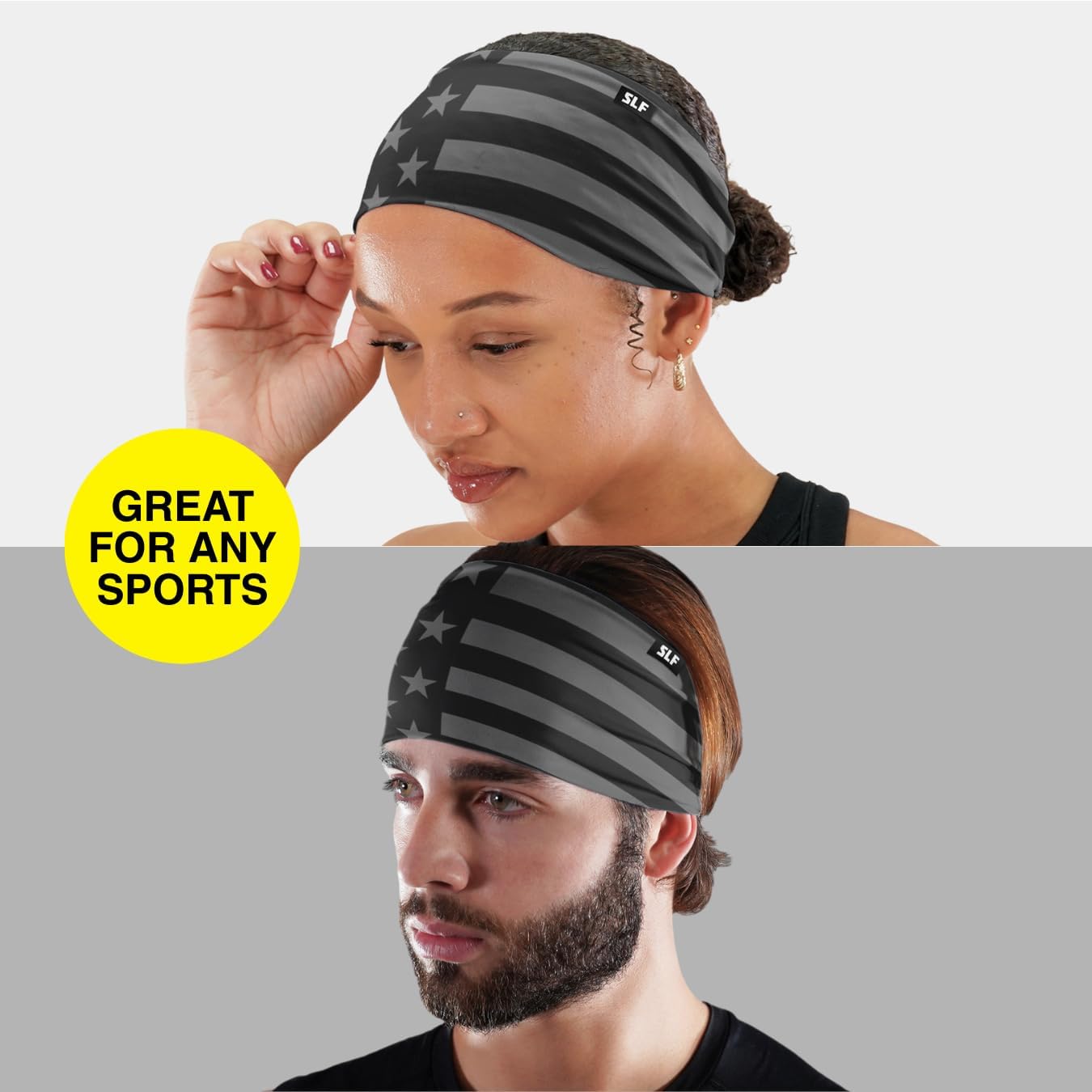 SLEEFS Sweat Bands Headbands Men & Women - Cooling Sports Mens Headband for Running, Football, Basketball, Cycling, Workout - Sweat Moisture Wicking Head Band Stretch Fit, Non-Slip Design - One Size