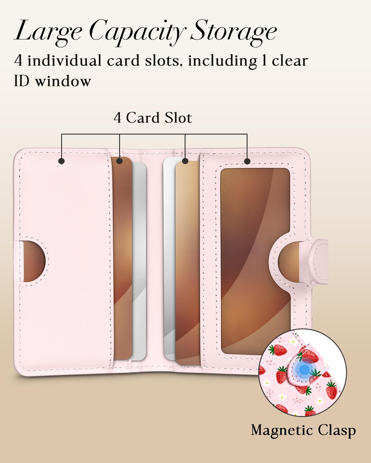 Shorogyt Magnetische Handy-Brieftasche, kompatibel mit Magsafe-Kartenhaltern, luxuriös, schlankes Leder, für Damen, passend für 4 Karten, für iPhone 17/16/15/14/13/12 Serie für Apple RFID-Magnet