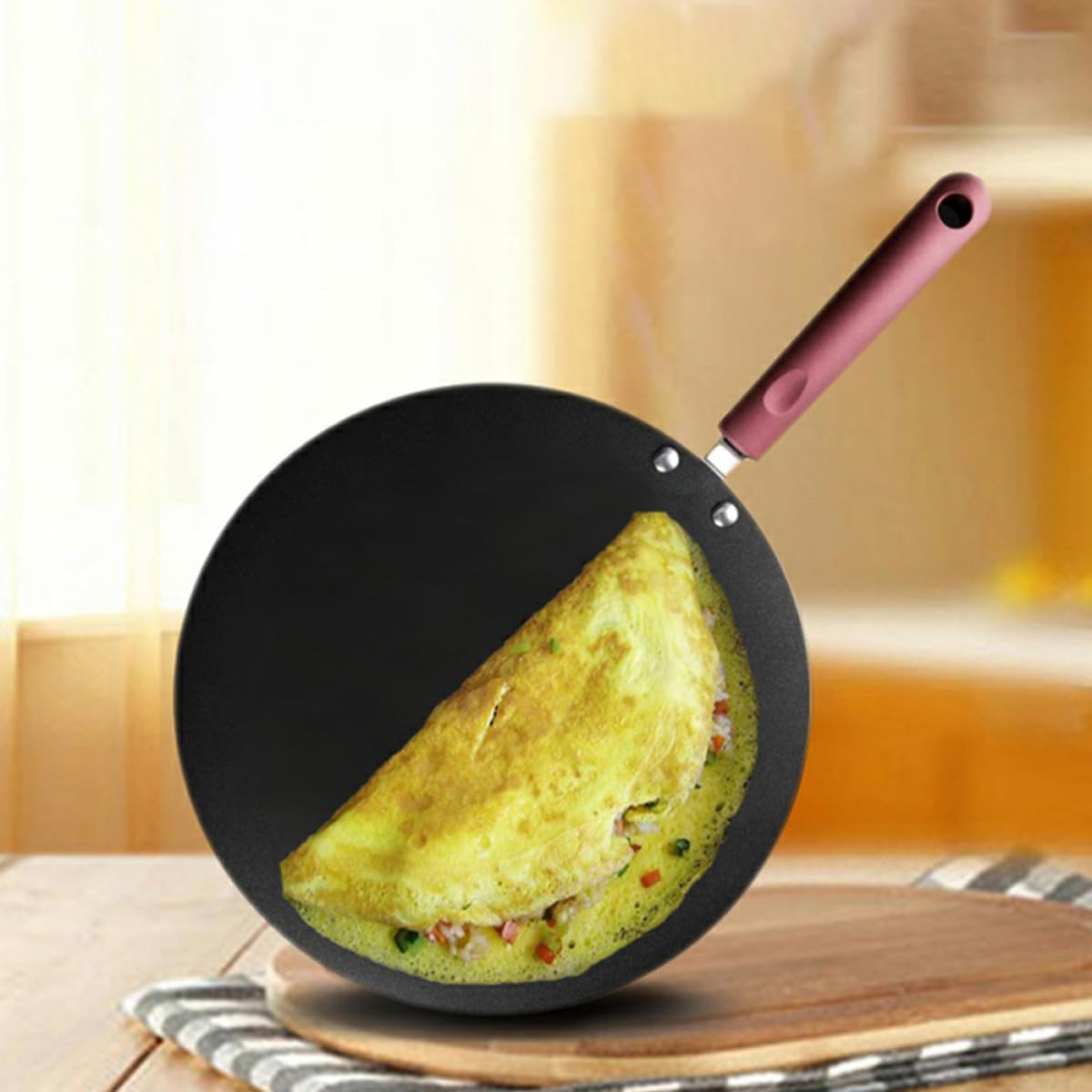 TIDTALEO Non-stick Frying Pan Pancake and Pizza Skillet Kitchenware Pan with Multi-layer Coating Sturdy Surface for Home Cooking