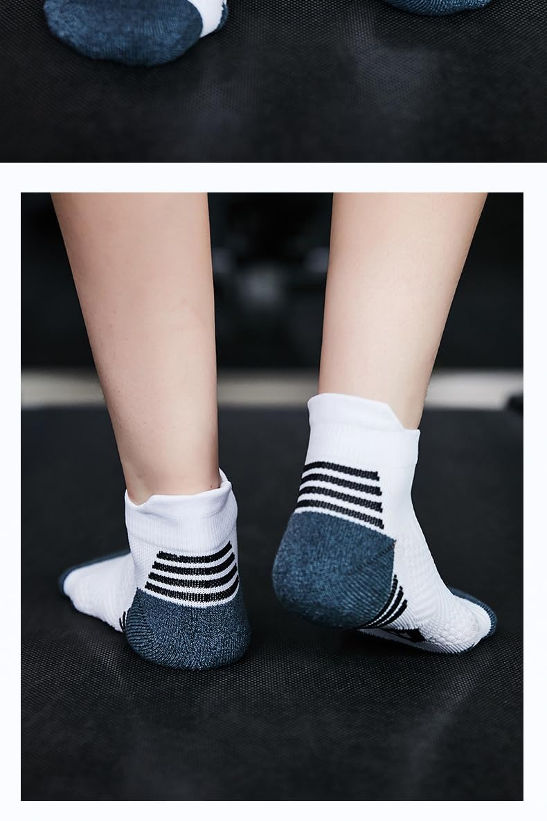 6 paia di calzini da donna e da uomo, taglio basso, alla caviglia, antiscivolo, per atletica, corsa, casual, invisibili, blu scuro, S (taglia: 35-39)