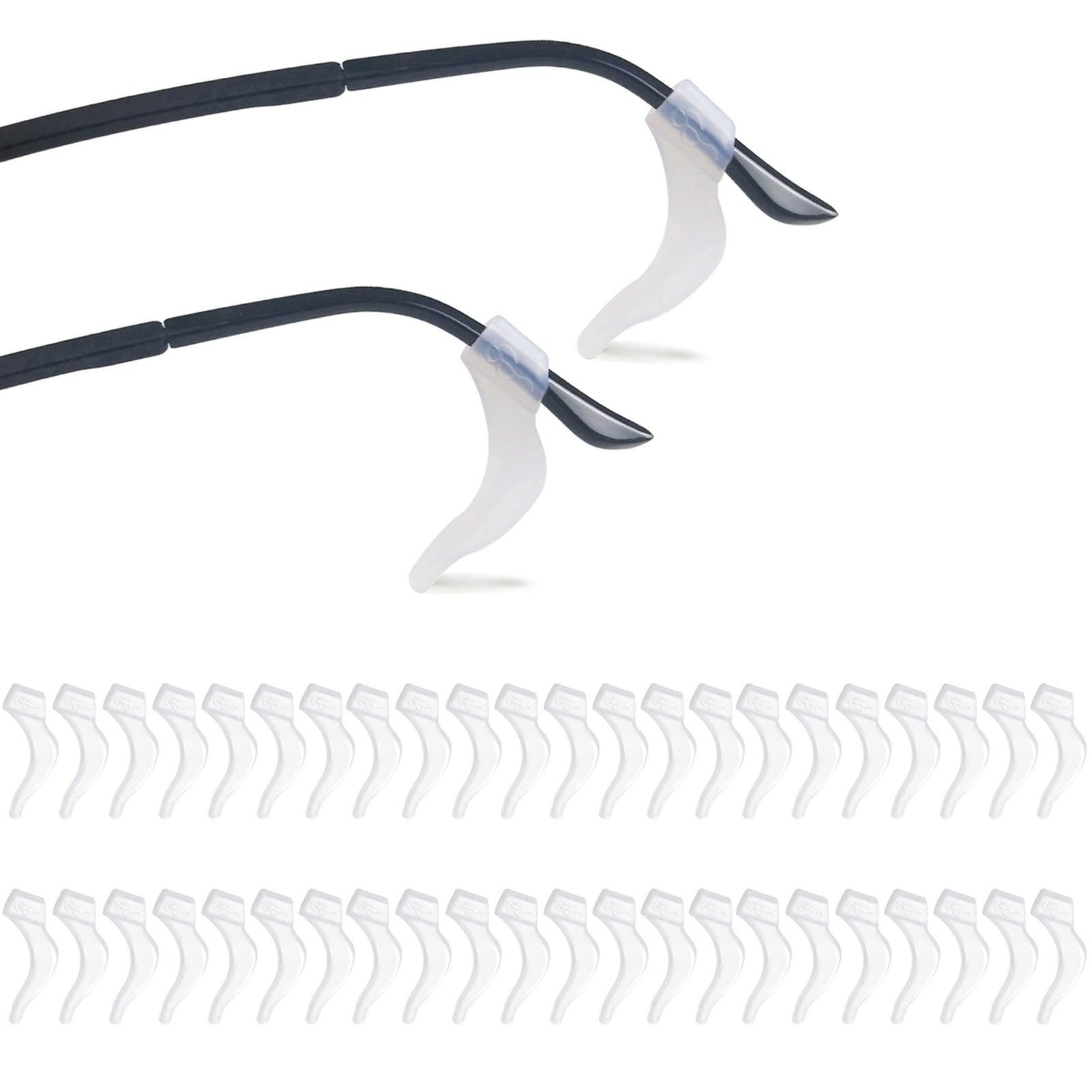 YINGFENG 22 Pairs White Silicone Glasses Anti-slip Holder with Storage Box, Eyeglass Holder, Premium Silicone Eyeglass Ear Hook Grip, Fits Most Kids