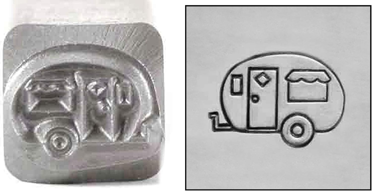 RV Camper Metal Design Stamp, 8mm Caravan Mobile Home Trailer Punch Stamping Tool for Hand Stamped DIY Jewelry Crafts - Beaducation Original Metal Design Stamps