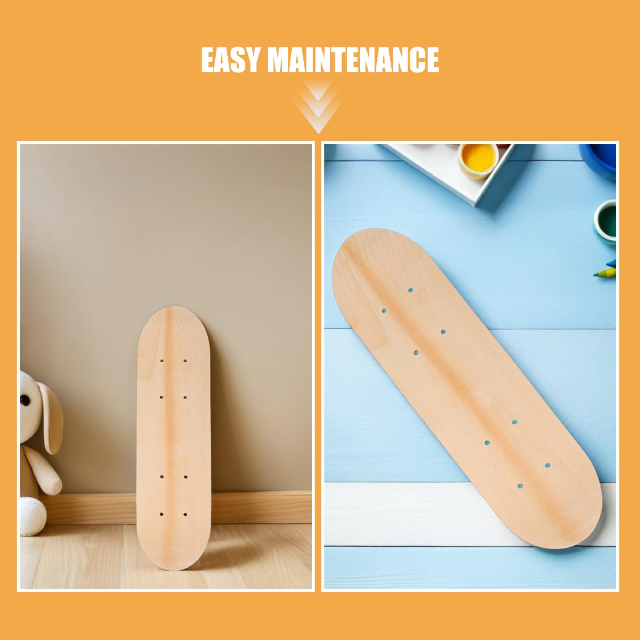 Didiseaon Skateboard Decks zum Selbermachen 3 Stück Packung Doppelte Tail Glatte Oberfläche 43cm Blanke Skateboards für Anfänger und Familienaktivitäten