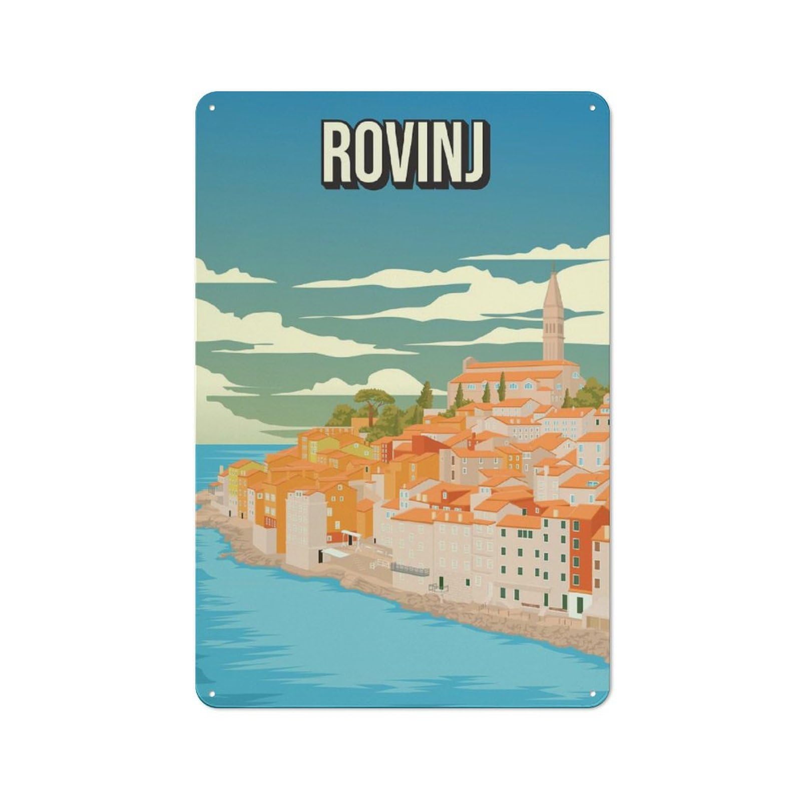 Smart Rovinj Croatia Travel Office Metal Sign 30x20cm, Creative Space Decor for Home Office, Reading Corner Or Bedroom