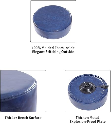 Miniatura 7 de Lilfurni Silla redonda giratoria con ruedas, acolchado grueso y resistente, taburete ajustable con ruedas para médico, médico, salón de masajes,