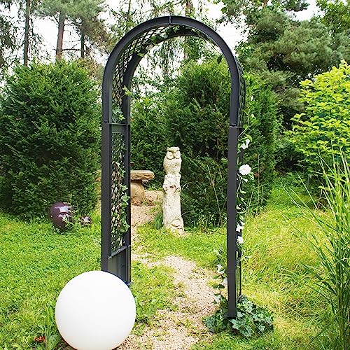 NYVI Rosenbogen mit Erdspießen NYVIGreen 100x43x207 cm - Spalier aus wetterfestem & recyceltem Kunststoff - Rankhilfe - Pflegeleicht, Steckmontage ohne Werkzeug, Farbe:Anthrazit