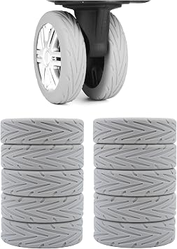 10Pcs Luggage Covers Silicone Silent Suitcase Protector for Luggage Office Chair Caste Upgraded Wear-Resistant Anti-Noise Shock Absorption Suitcase Wheel Covers Accessories for Travel Grey