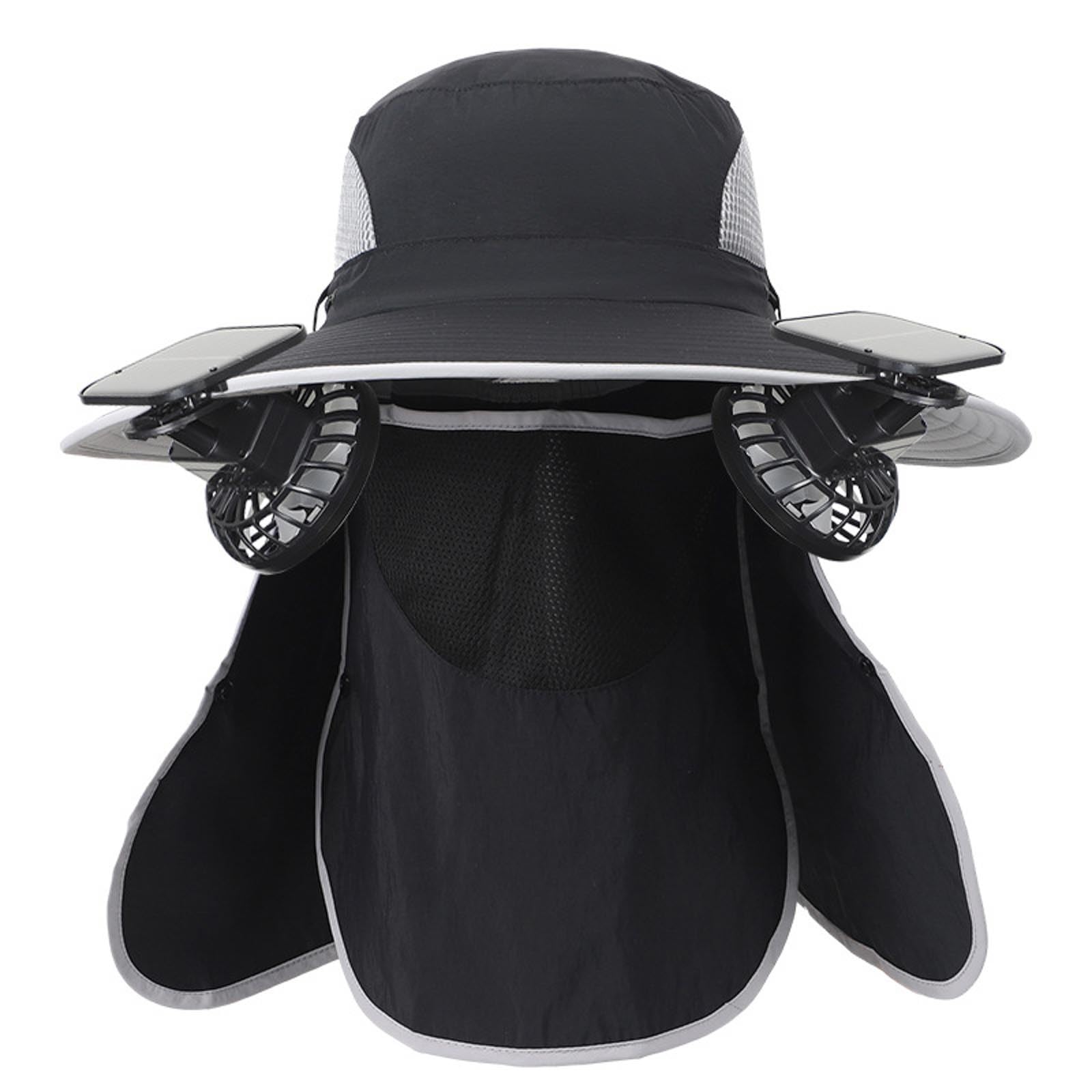 Cappello Uomo Estivo Trekking Cappello Donna con Ventilatore Solare Estivo in Rete Traspirante con Tesa Larga E Protettiva Staccabile UPF 50+ Unisex Pesca E Camminate All'Aperto