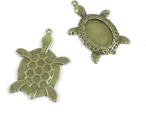 Joyería Fabricación Encantos Resultados Suministros Artesanía Lotes Granel al por mayor Bronce Antiguo Tono Chapado Q6QK3 Tortuga Cabujón Marco