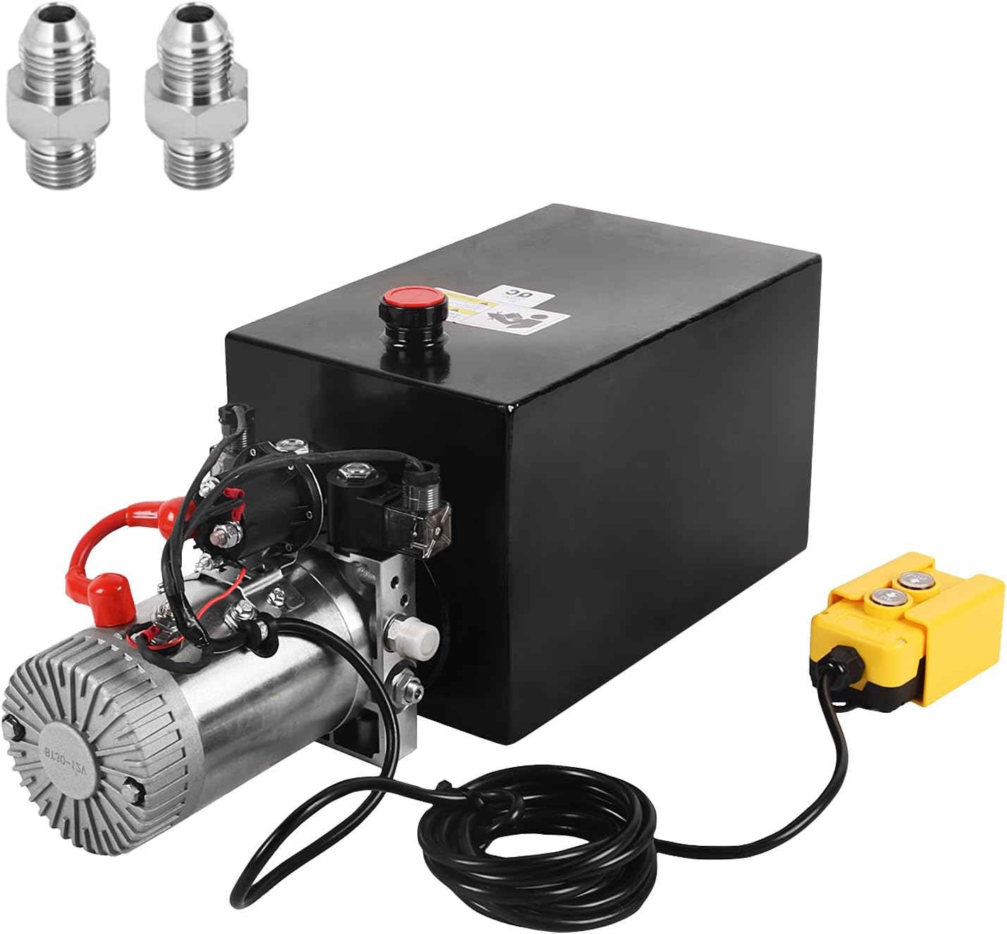 15 Quart Hydraulic Pump 12V DC Double Acting Electric Hydraulic Pump 3.9 Gallon Dump Trailer Pump 3200 PSI Hydraulic Power Unit Metal Reservoir for Dump Trailer Car Lifting
