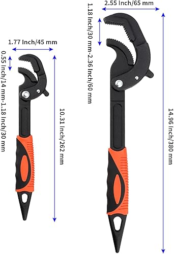 Miniatura 2 de 4 llaves ajustables multifunción, de 0.6-1.2 pulgadas y 1.2-2.4 pulgadas, llave de tubo de agarre universal, 10 pulgadas y 15 pulgadas
