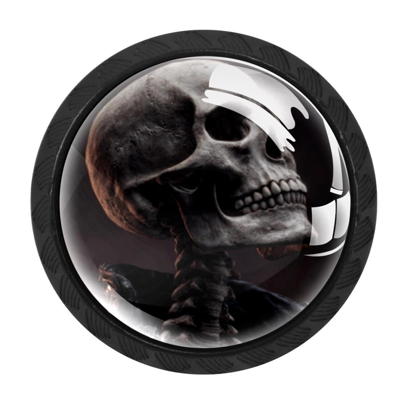 CHENZZZZ 4 Pack Cabinet Handles Black Halloween Skeleton (8) Cabinet Knobs Draw