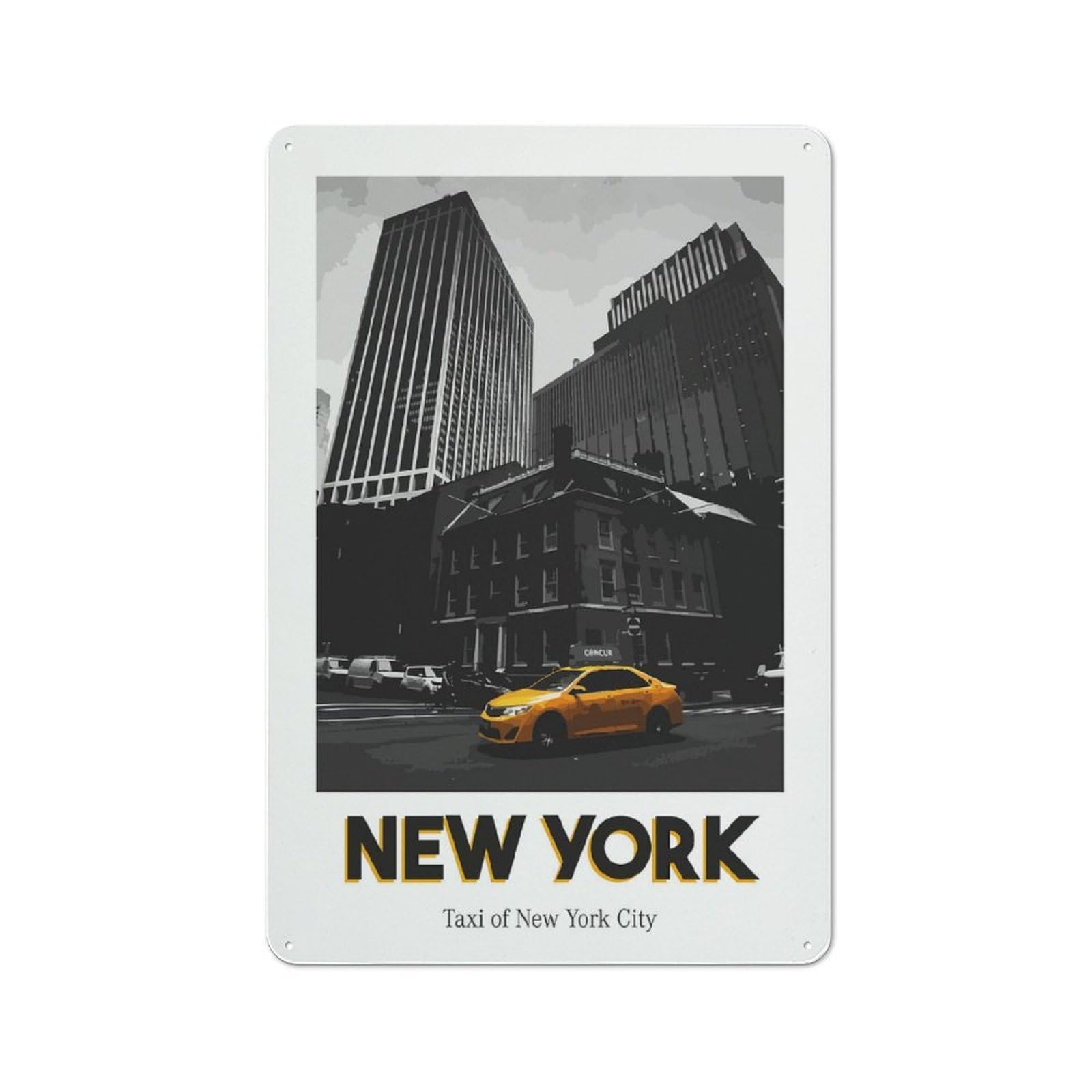 Junmoney Taxi Of New York City Retro Metal Sign 30X20cm For Living Room Or Hallway, For Updating Living Room And Hallway After Moving