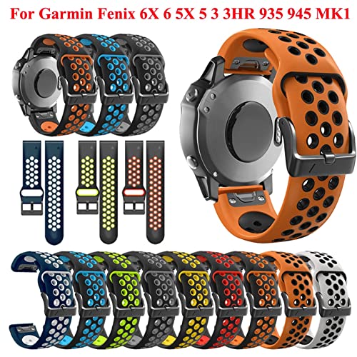 Sangle de montre 22mm silicone bicolore noir vert à fixations rapides pour Garmin