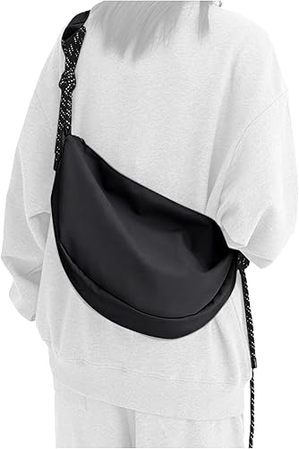 Hobo - Bolso cruzado para mujer, bolsa de nailon con media luna, bolsa cruzada de bola de masa moderna, bolsa de hombro media luna
