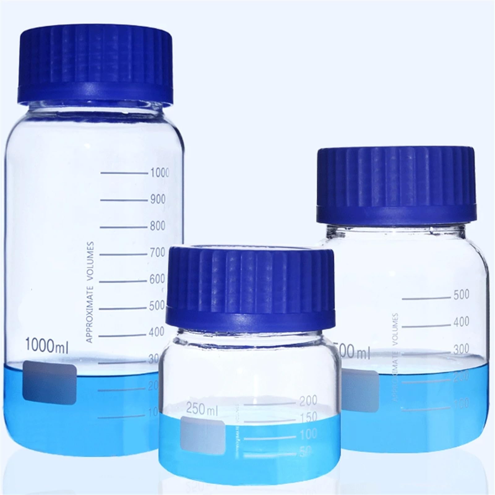 250/500/1000ml GL80 boca ancha tapón de rosca azul botella de reactivo cristalería labrotaria experimento químico(1000ml)
