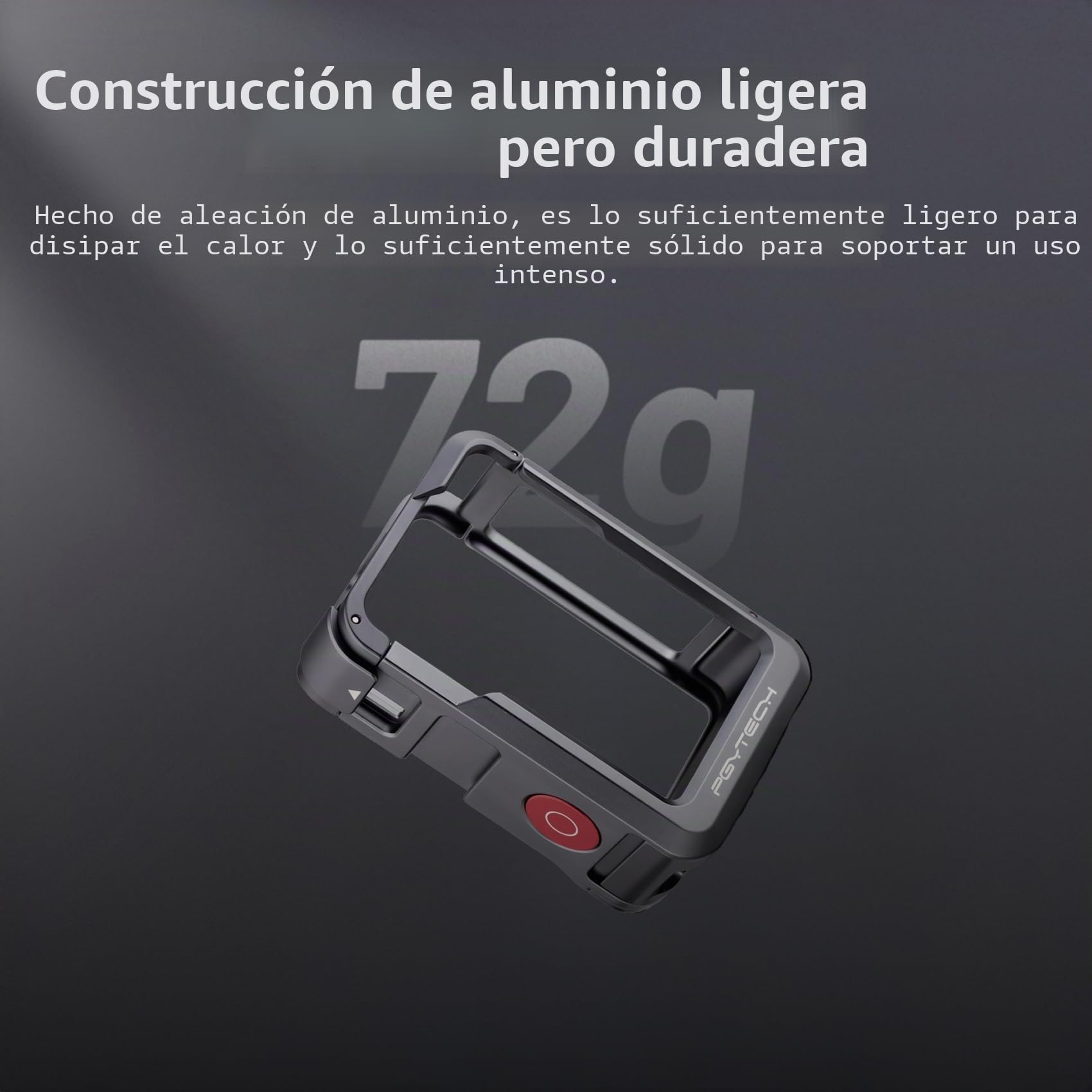 PGYTECH Jaula de Cámara para DJI OSMO Action 5 Pro Carcasa de Aleación Aluminio Marco Protector con Conector Magnético Liberación Rápida Orificio Rosca 1/4 Pulgada Zapata Fría Accesorios luz/micrófono