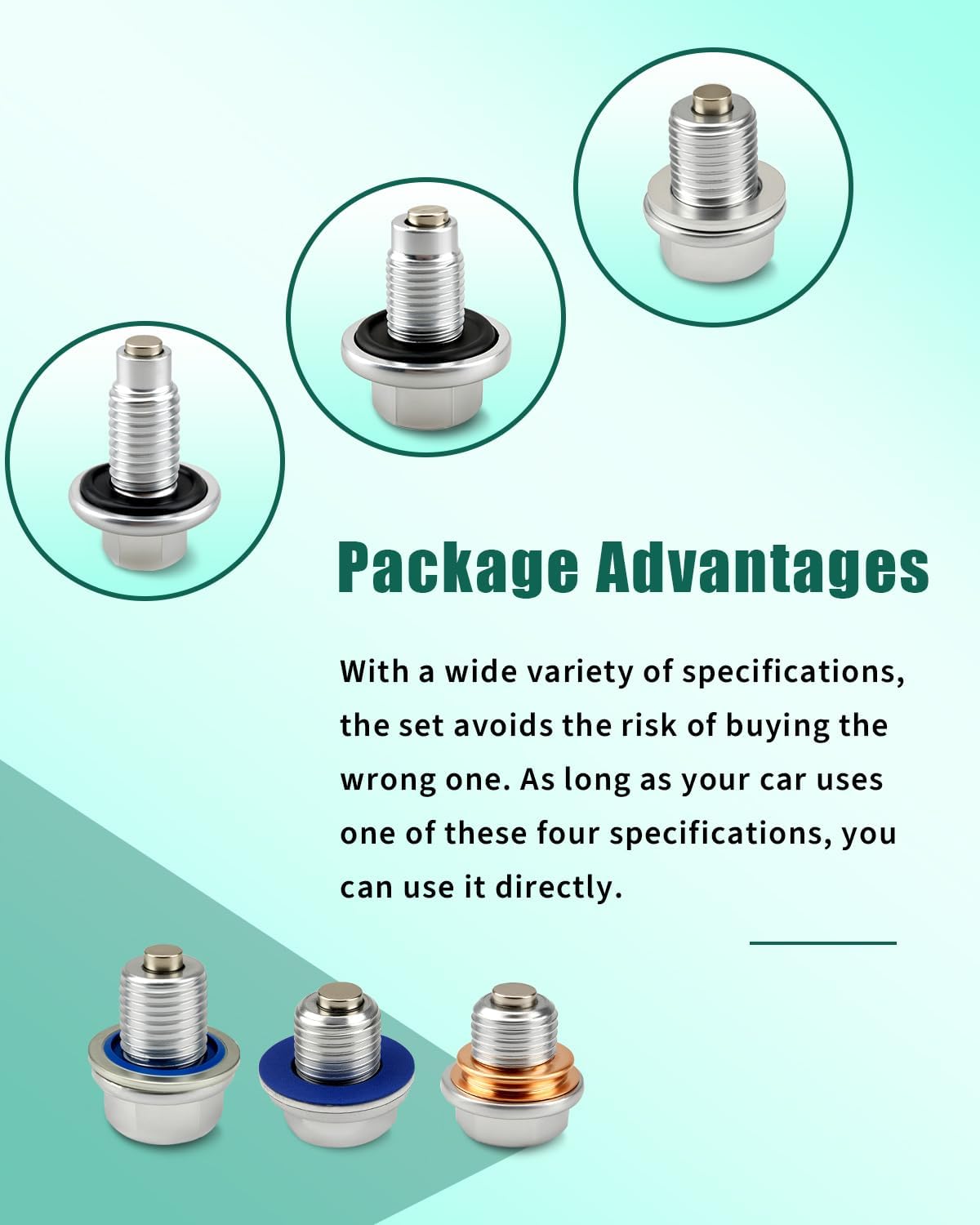 Magnetic Engine Oil Drain Plug, M12x1.25mm M12x1.75mm M14x1.5mm Thread Sizes 16PCS & 32 gasket, Fit for Select Models