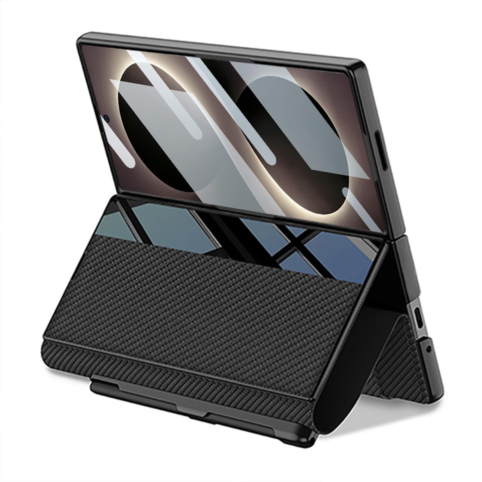 Etui z klapką do Samsung Galaxy Z Fold 8 Ultra, wzór włókna węglowego skóra
