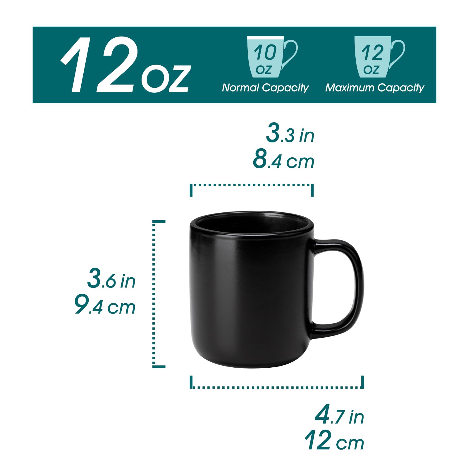 Geschirrset 6 Personen, vancasso PLAYA Steingut Geschirr set 24tlg für 6 Personen, Schwarz Tafelservice mit Kaffeetassen set 6er
