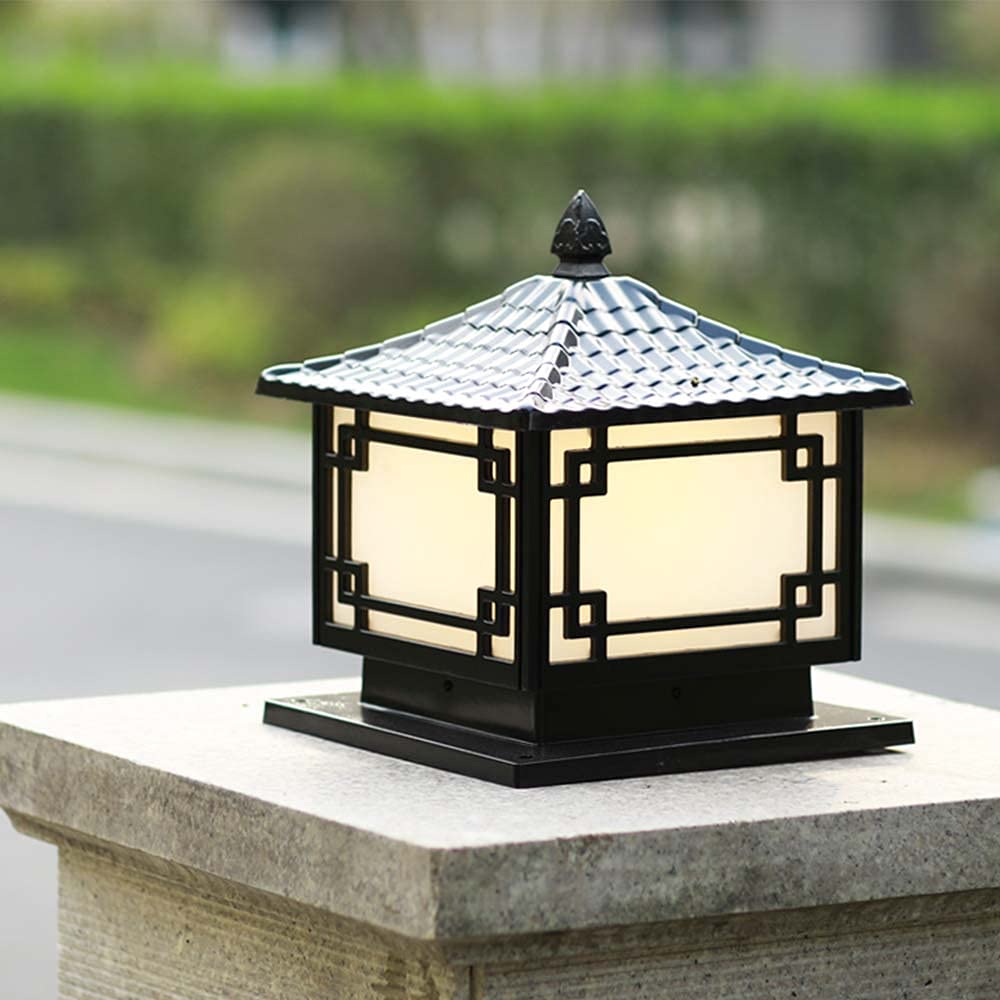 Mengjay Trade Antique Lampe Pilier Extérieur Étanche - Lampadaire Jardin Rétro en Aluminium et Métal E27 pour Portail, Chemin, Sentier, Terrasses, Cour et Porches