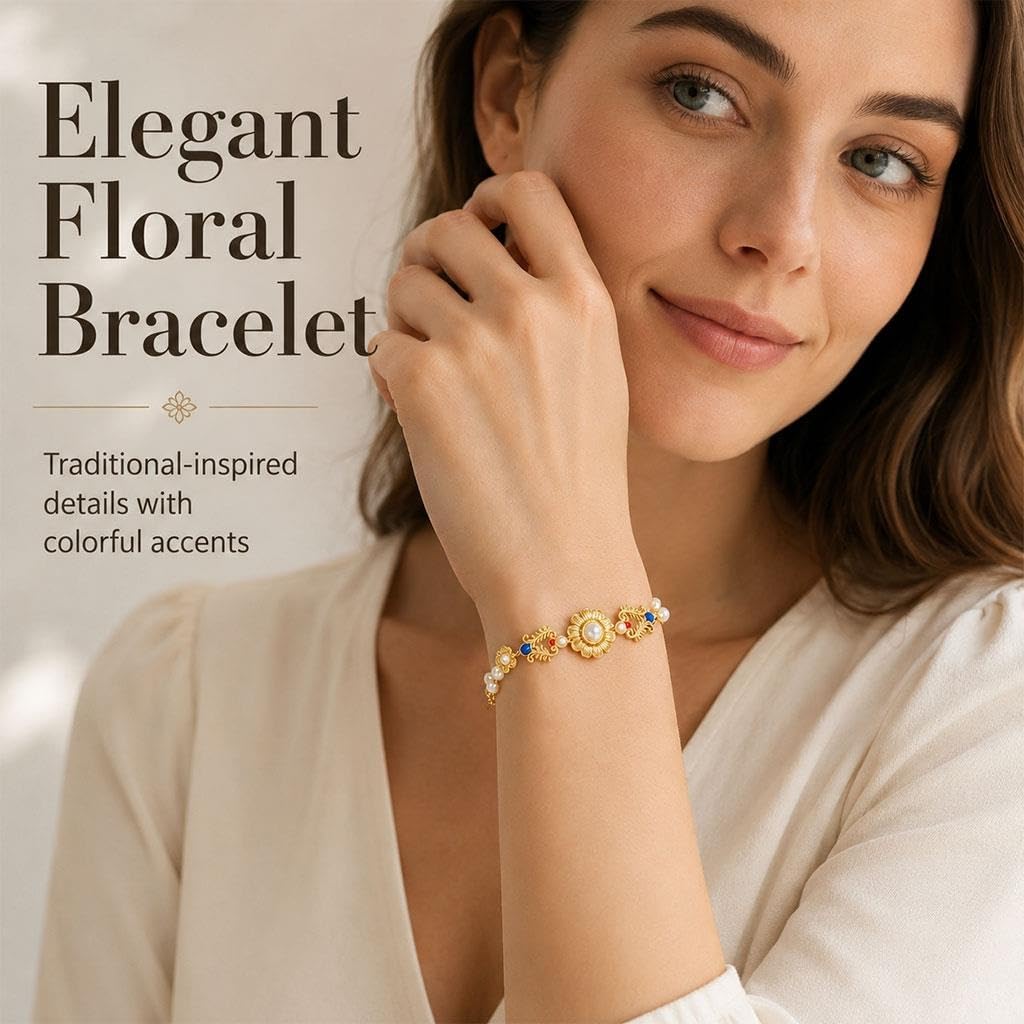 Pulsera De Perlas Florales, Joyería Vintage Para Mujeres