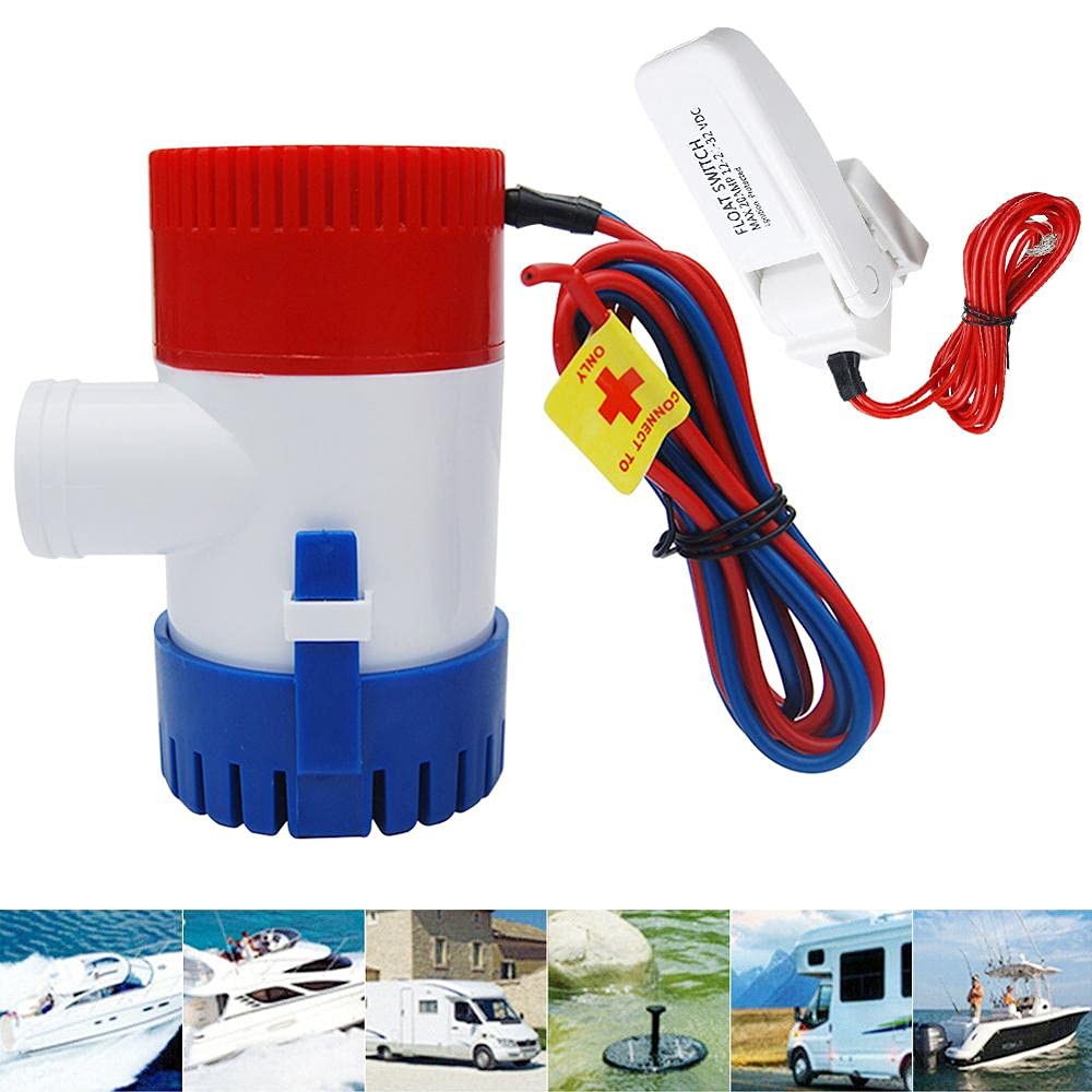 Pompe idrauliche elettriche 110. 0GPH 12 / 24V Pompa dell'acqua del pozzo di sentina sommergibile marino elettrica con interruttore for l'interruttore di controllo automatico della barca Pompe dell'ac