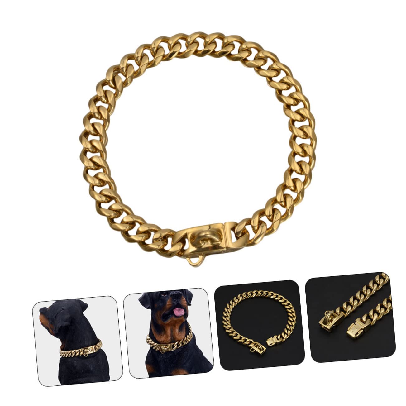 Collar Fácil de Limpiar y Reutilizable de Perros para Acero Inoxidable Dorado Accesorio Resistente para Adiestramiento y Uso Diario