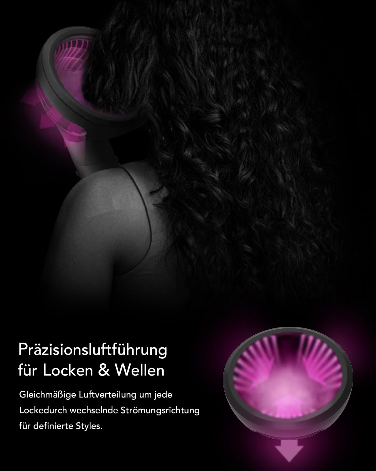 Wellen und Locken Diffusor-Aufsatz für Dyson Airwrap, kompatibel mit HS01/HS05/HS08, Neues Design mit 2 Luftstrom-Modi für mehr Volumen, Struktur & Definition bei lockigem & welligem Haar, Grau