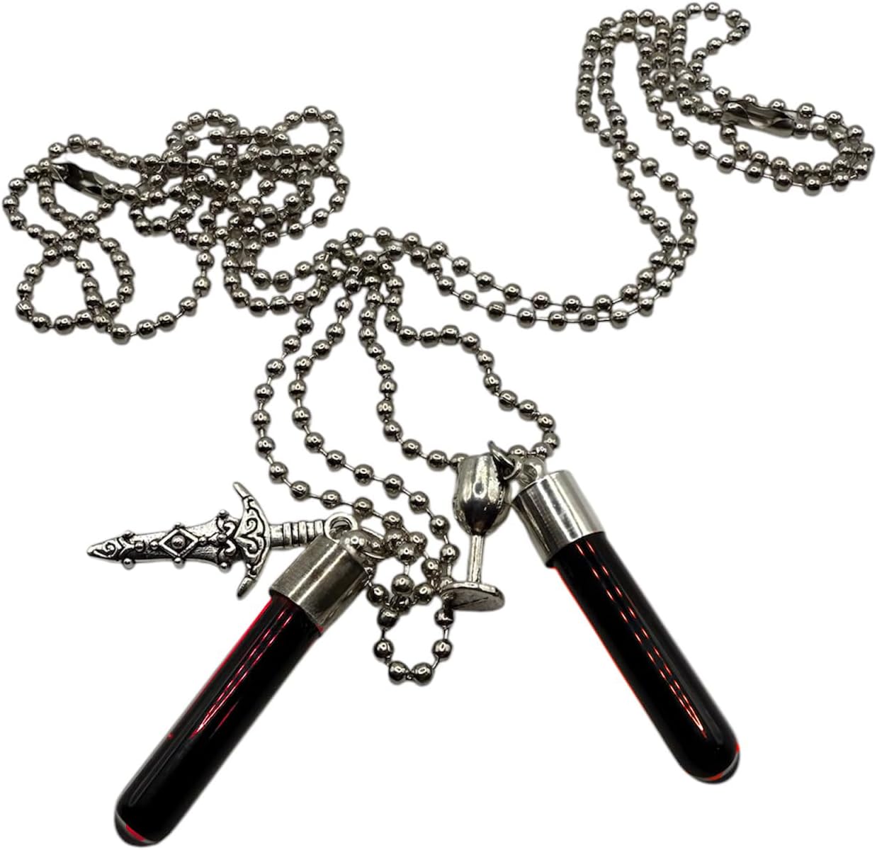 Chain Matching Blood Vial Necklace Gothic Blood Vial Necklace For