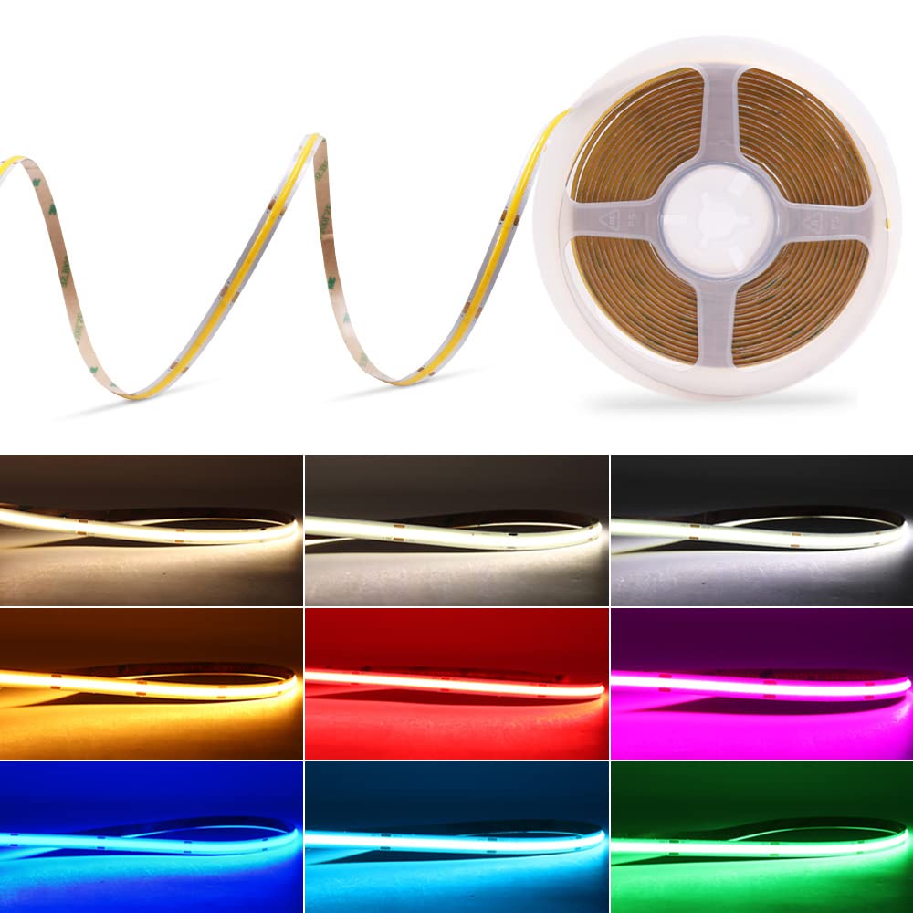MALIGAZA COB LED Strip Light 12V 16.4FT Golden Yellow 480LEDs/m Silicone Rubber