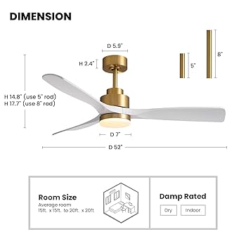 Amazon.com: CROSSIO Modern Ceiling Fan with Lights, Gold