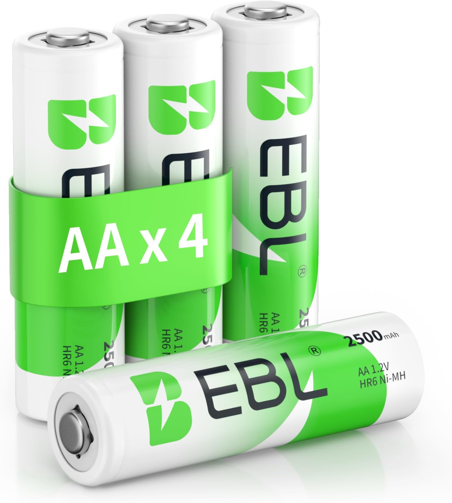AA Rechargeable Batteries 1.2V 2500mAh High Performance Pre-Charged AA Batteries - 4 Pack