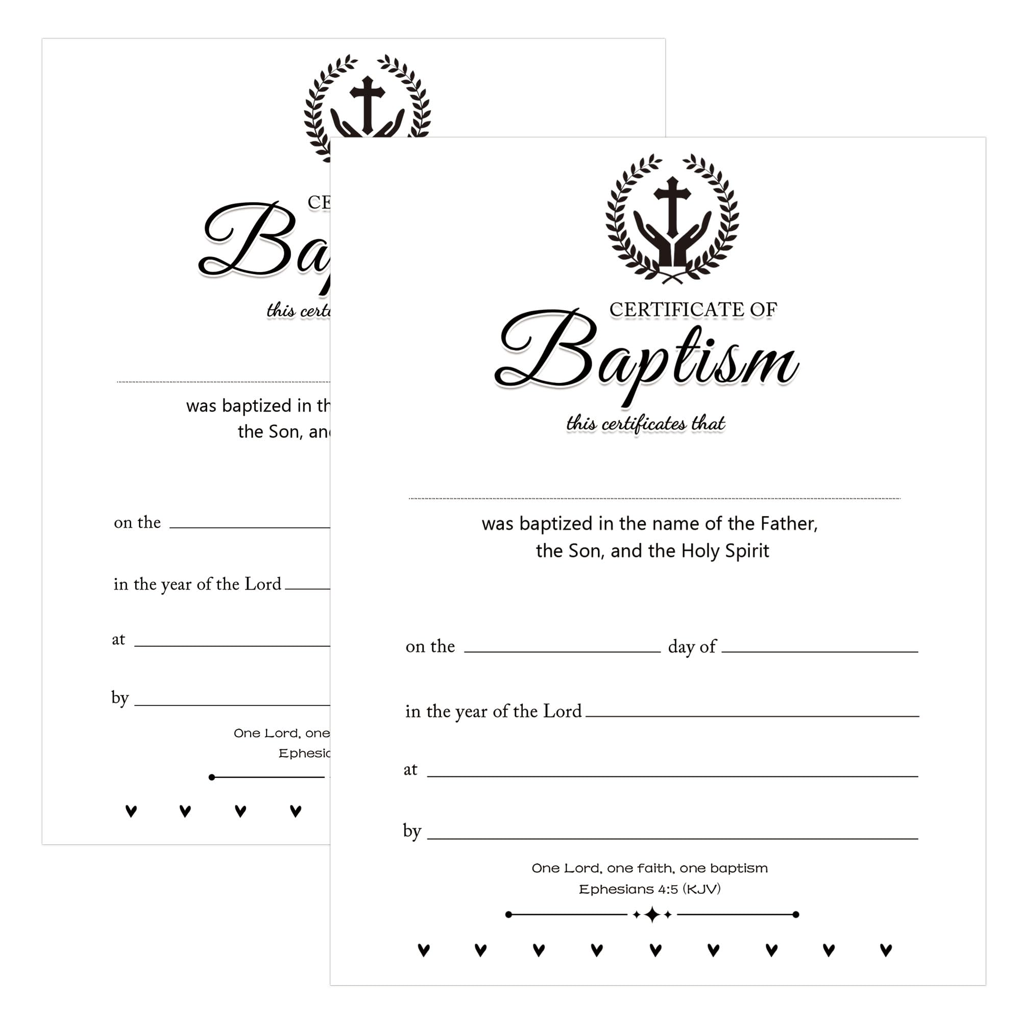 Pop Resin 25 Pack Certificate of Baptism Cards Baby Baptismal Dedication Award Certificates - Christening Recognition Gifts for Baby Shower Church Family 11 x 8.5 Inches