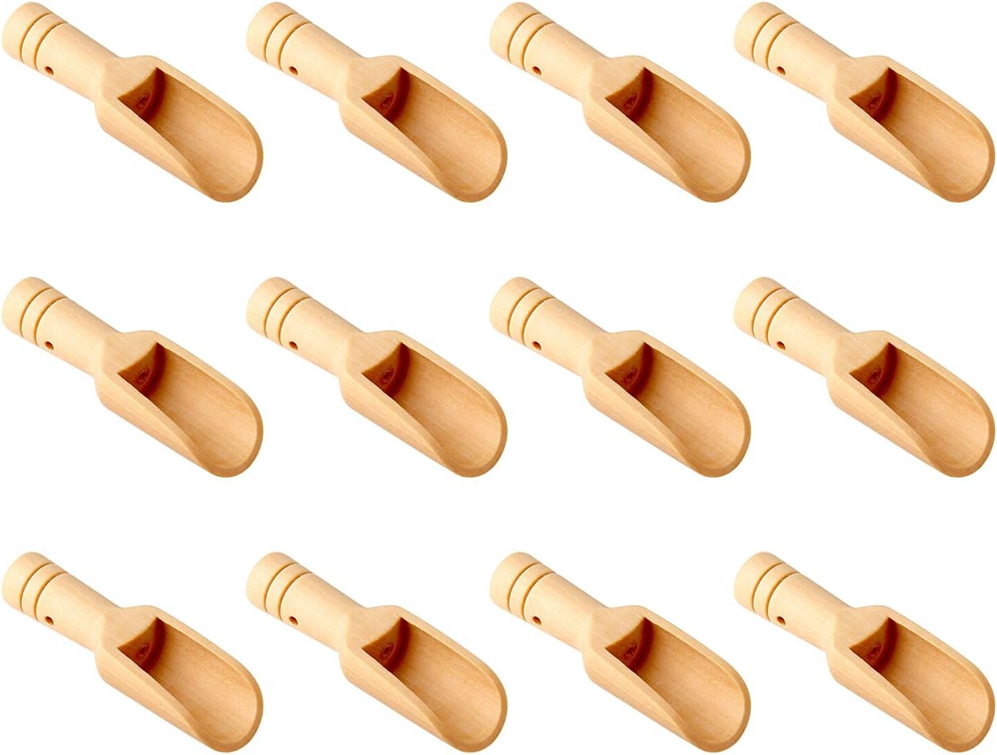 12pcs Mini Wooden Spoons๏ผMini Bamboo Spoons for Bath Salts, tea scoop, Washing Powder spoon๏ผwooden candy spoon