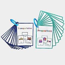 Lilias Prepositions & Transportations English Words Double-Side Learning Flash Cards – 20 Cards Set for Homeschool, Preschool, Kindergarten, ESL, Vocabulary Building