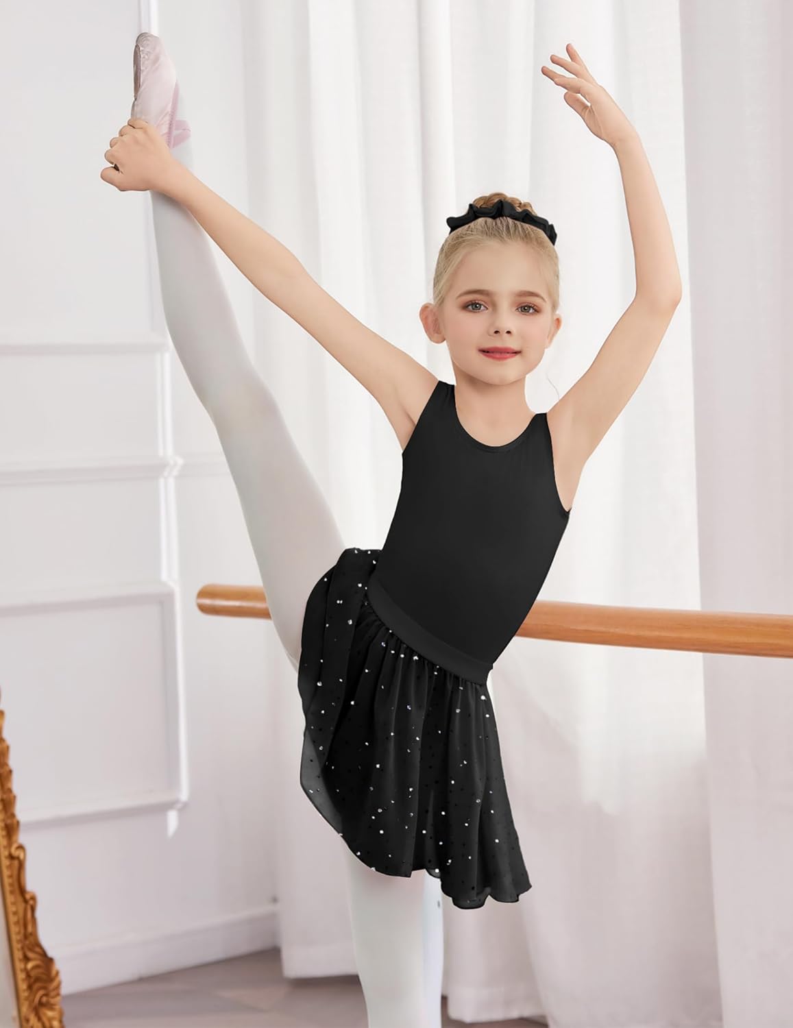Zaclotre Gymnastics Leotards for Girls Sparkly Sleeveless Ballet Dance Dress Outfit Combo with Removable Skirt - Image 5