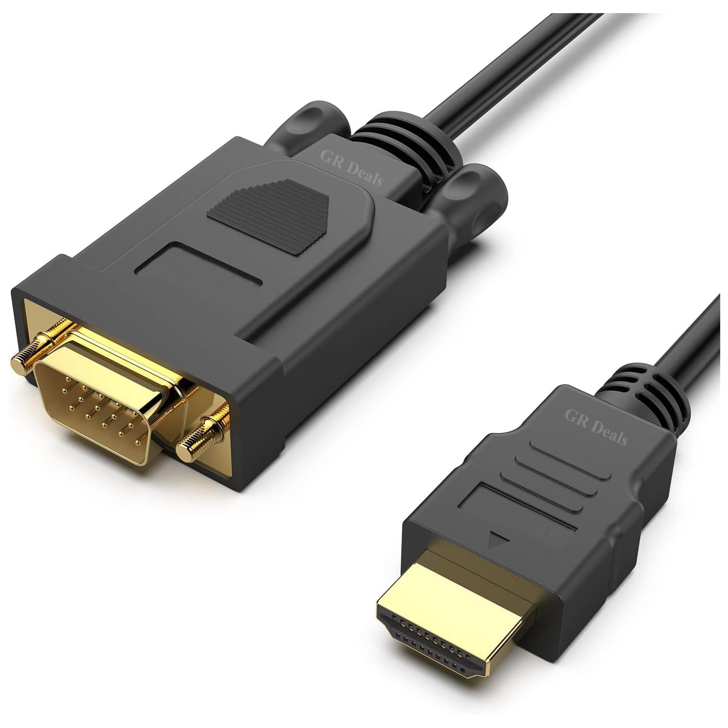 HDMI to VGA Cable, 1080P 60Hz Gold Plated HDMI Male to VGA Male Video Converter Cable for Projector, Desktop, Laptop, Monitor, HDTV.(1.8m) (Black)