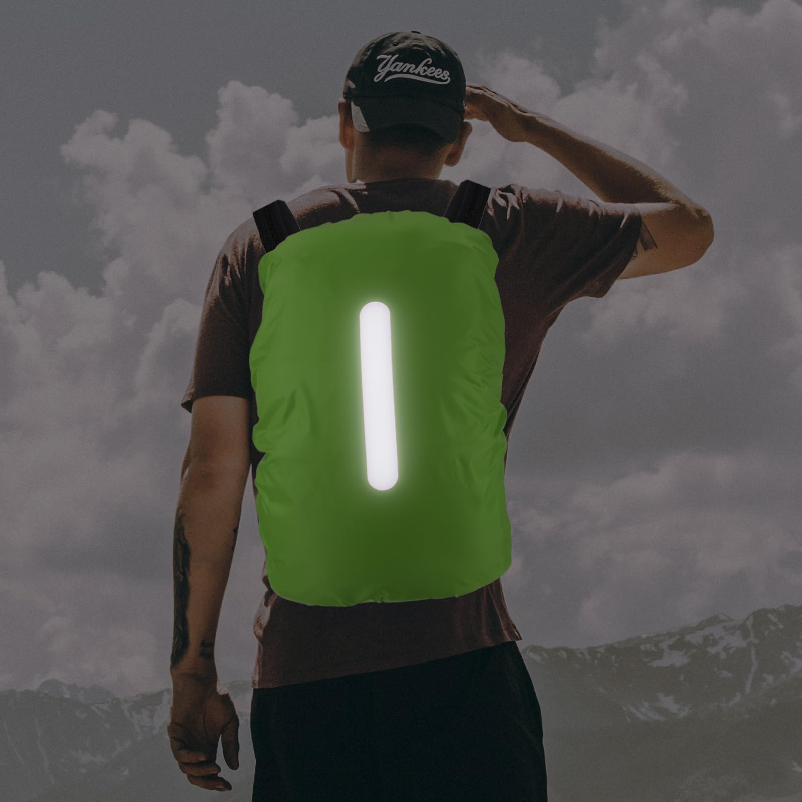 M METERXITY 2 Pack Backpack Rain Cover - Waterproof Lightweight Cover with Vertical Reflective Strap, Apply to Cycling/Hiking/Mountain Climbing (30-40L, S, Lawn Green)