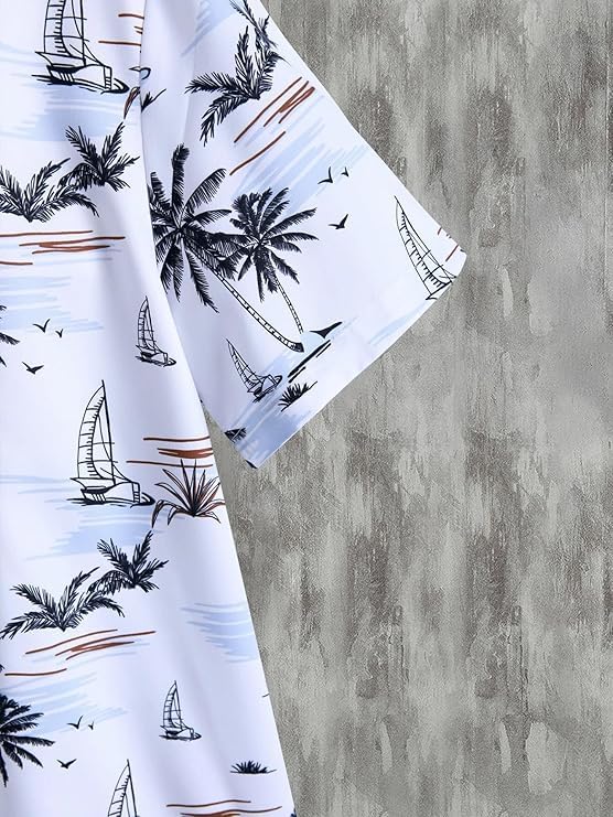 Image of Men's Cotton Blend Printed Stitched Half Sleeve Regular Fit Shirt