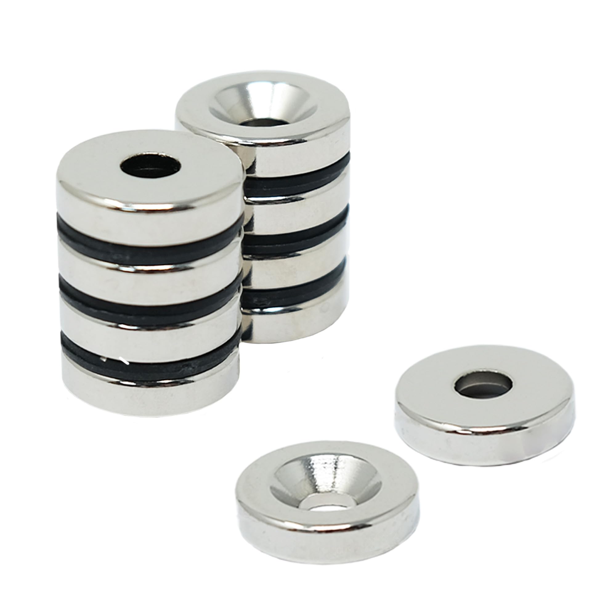 First4magnets Silber N42 Neodymium Countersunk Magnet For Arts, Crafts, Model Making, Diy, Hobbies, Office And Home - 20Mm Dia X 5Mm Thick X 6Mm C/S - 7.1Kg Pull - South - Pack Of 2